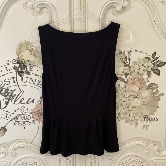 Banana Republic Women's S Black Sleeveless Tank Top Pleated Casual Minimalist - Picture 5 of 9